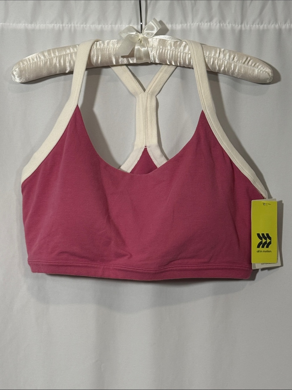 all in motion Pink Sports Bra with White Straps